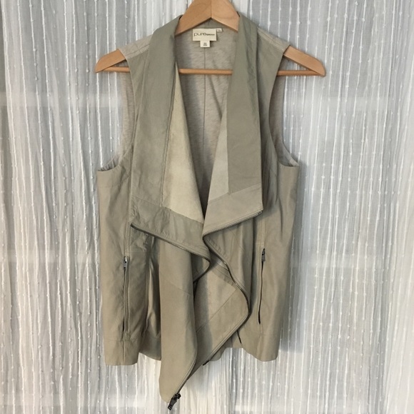 DKNY Pure Leather Double Zip Asymmetrical Vest - Picture 4 of 8